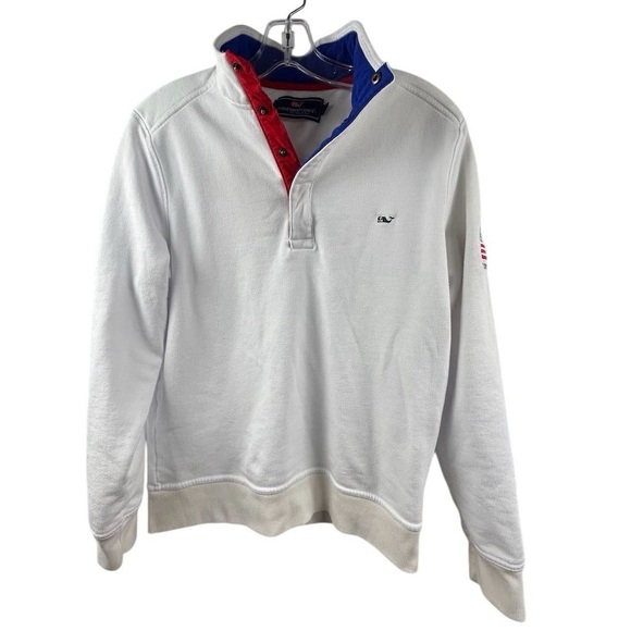 Vineyard Vines Men's S White Quarter Zip Pullover Sweatshirt Casual - Picture 1 of 11